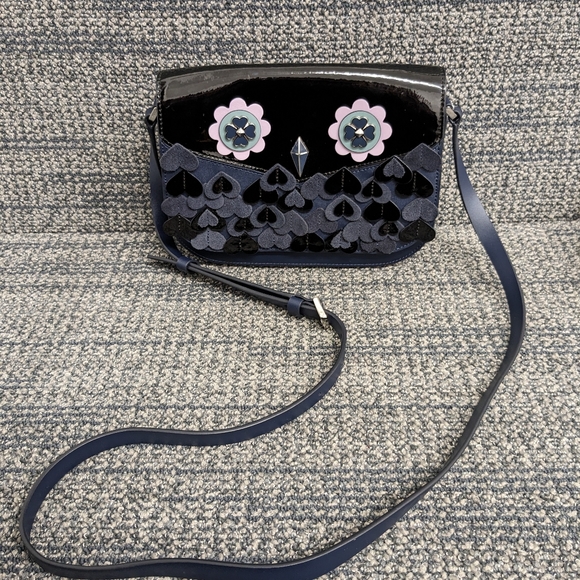 Kate Spade Zibbi Nightcap Owl Crossbody Purse Blue Black - Picture 14 of 14